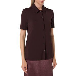 Tibi "Harlow" Short Sleeve Jersey Top in Brown, size Large